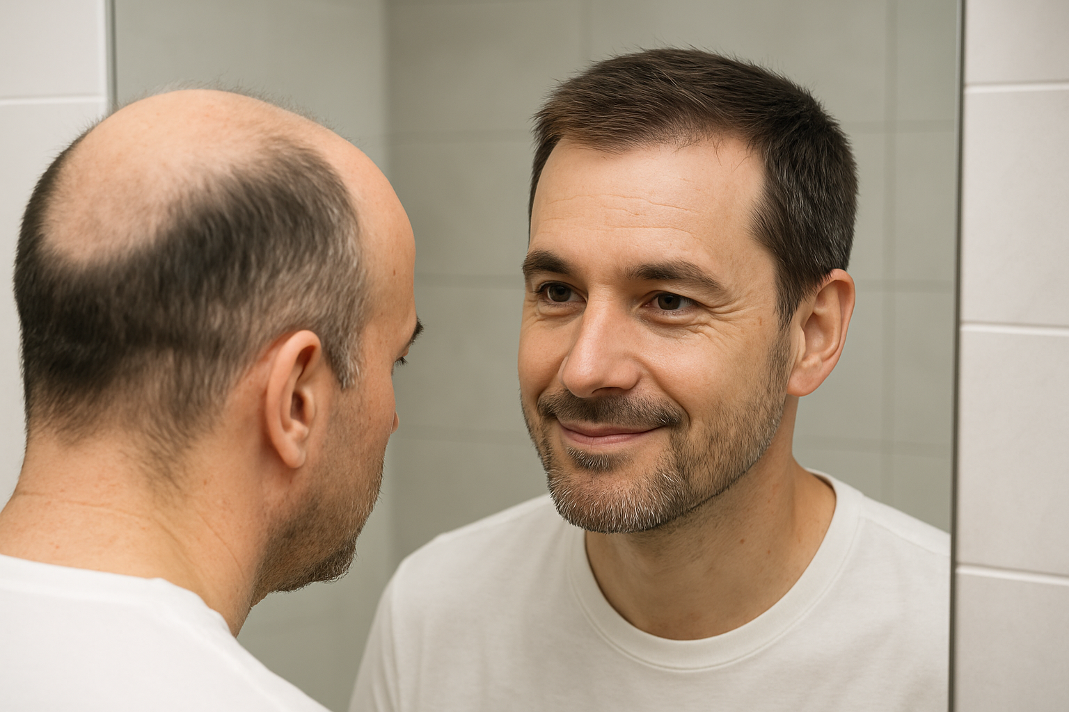 Man regrowing his hair